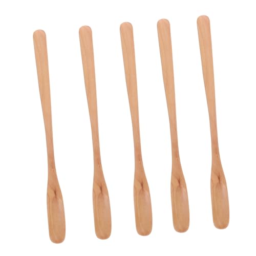 MOKKHNB 5個 木製ハニースティック はちみかき混ぜスプーン 蜂蜜ジャー用溝付きディッパー 耐久素材使用 キッチン調理便利ツール