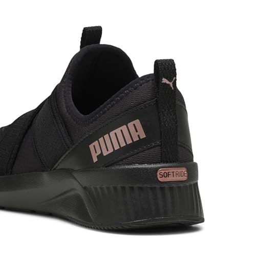 PUMA Women's Softride Harli Slip On Training Shoes Sneaker, Black-Black-Rose Gold AH25, 9.5