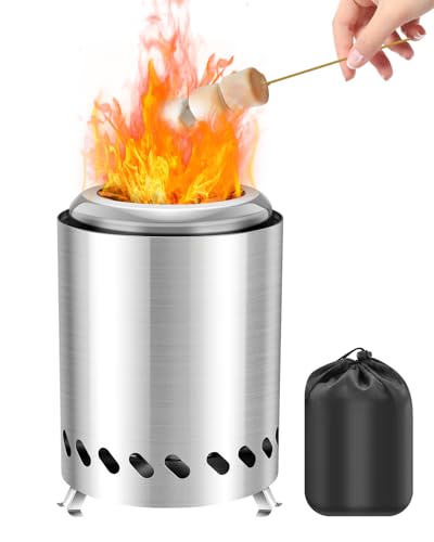 Saker Tabletop Fire Pit, 2026 Upgraded Stainless Steel Smokeless Portable Fire Pit for Camping & Campervan, Outdoor Patio Use, Wood or Pellet Fueled, Camping Gifts for Men