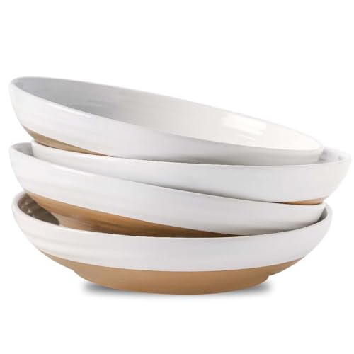 HASENSE Pasta Bowls Set of 4, 8.7 Inch Ceramic Two-Tone Glazed Serving Bowls for - image 1