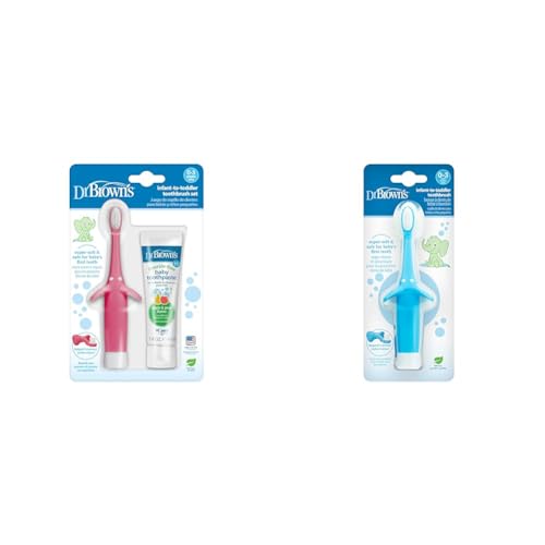 Image of Dr. Brown's Infant-to-Toddler Elephant Toothbrush & Fluoride-Free Toothpaste Set, 0-3 Years (Colors May Vary)