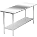 FDW Kitchen Work Table Antirust and Scratch Resistent Metal Stainless Steel Work Table with Adjustable Table Foot,24 X 60 Inchs