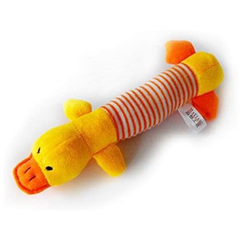 Bluelanss Dog Squeaky Toy, Pet Toy Crinkle Dog Toy Stuffed Animals Dog Plush Toy Dog Chew Toy for Small Dogs Medium Dogs Squeeky Doggie Toy Puppy Toy Squeak Interactive Teething Toy Yellow Duck Cover