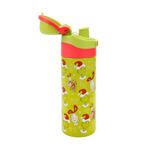 Image of The Grinch & Cindy-Lou Who All-Over Print Green 24 Oz Stainless Steel Water Bottle