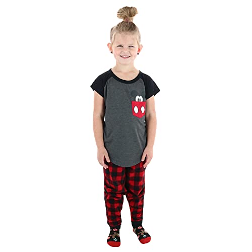 Disney Youth Girls Mickey Peeking Pocket Tee Charcoal Large3