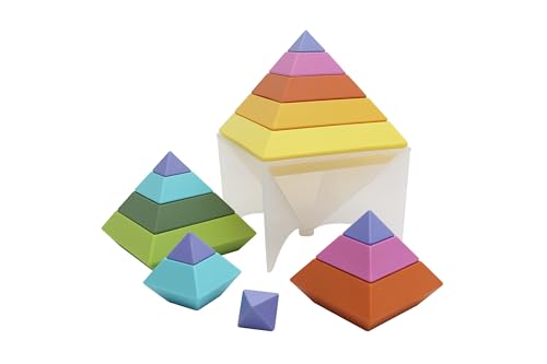 GOWI 352-00301 Regenbogen Pyramide - 15tlg, Konstruktionsspielzeug