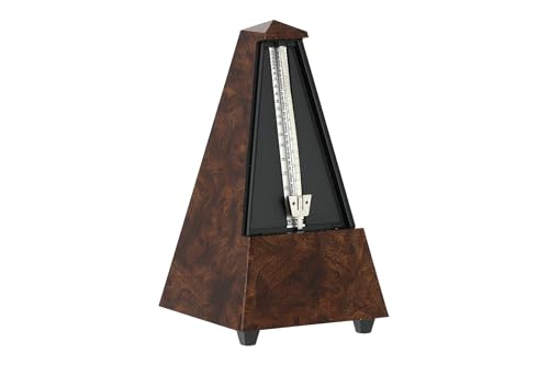 Wittner Metronome Taktell Forme Pyramide Système Maelzel Série Designer - Boîtier en plastique - Avec cloche - Bois de racine - Mécanique à remonter - Pas...