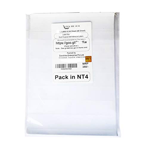 Image of Multi Purpose Self Adhesive Labels (Lable Size 210 x 288 mm 1 Lable in A4)(Pack of 40 Sheet)