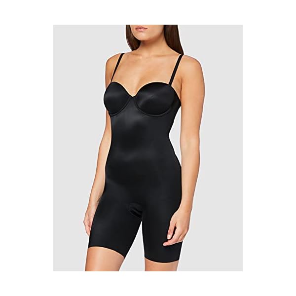 SPANX Suit Your Fancy Strapless Cupped Mid-Thigh Bodysuit Very Black LG