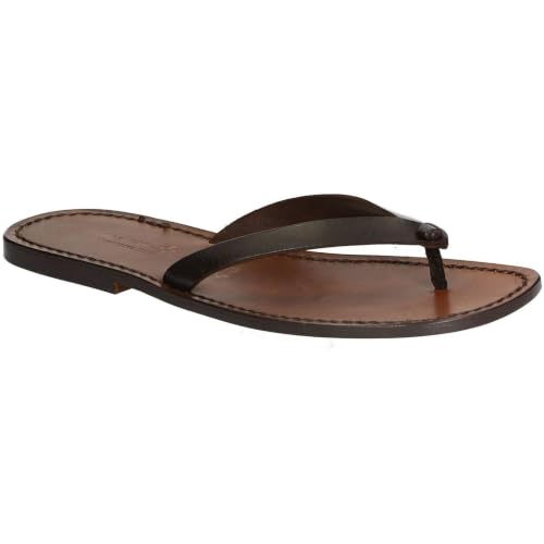 Sandalias de cuero Gianluca, chanclas de dedo cómodas que evitan rozaduras en el pie