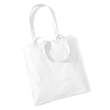 Capacité: 10 litres. Westford Mill 100% Coton Sac pour La Vie (W101S) - Dames Achats Réutilisable Sac - Blanc, Blanc, Blanc