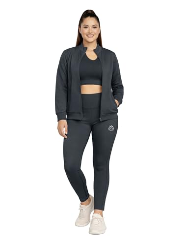 Image of Women 3 Piece Gym Workout Set | Sports Bra, Zip-Up Jacket & High Waist Leggings | Stretchable Yoga Activewear Co-Ord Set for Women | Fitness Gym Tracksuit