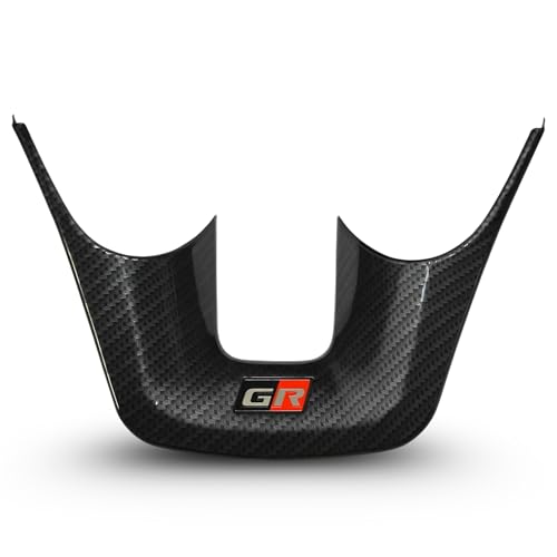 Image of KMH Carbon Fiber GR Steering Wheel Trim Compatible with Toyota Fortuner, Hilux & Hycross 2015 Onwards - Premium Sports Car Interior Accessories, Durable Stylish Carbon Finish, Black - Pack of 1