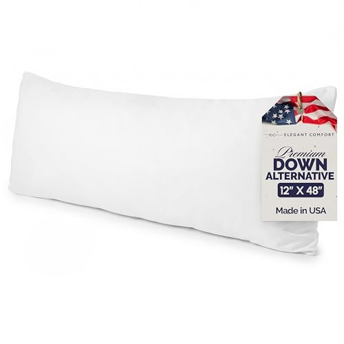 Elegant Comfort Ultra Soft Pack of 1 Long Decorative Back Lumbar Pillow Insert - Down Alternative 12x48 inch Large Rectangle Body Sleeping Throw Pillow for Sofa Bed Couch