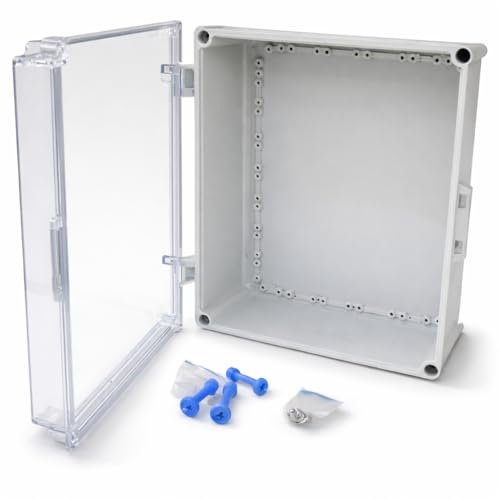 Image of IP67 Hinge Junction Box | Waterproof ABS Plastic Electrical Enclosure | Outdoor & Indoor Solar PV Distribution Box (Size: 400X350X170 mm | Color: Transparent | Pieces: 1)