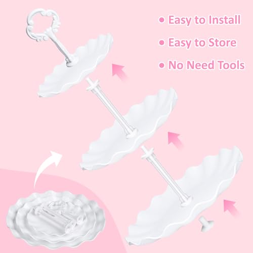 VISCOO 36 Pack Cupcake Stand, Dessert Table Display Set, 3-2 Tiered Tray Stand & Cupcake Holder Display Tower for Wedding, Serving Trays for Tea Party, Birthday, Dessert Stands for Baby Shower - Image 9