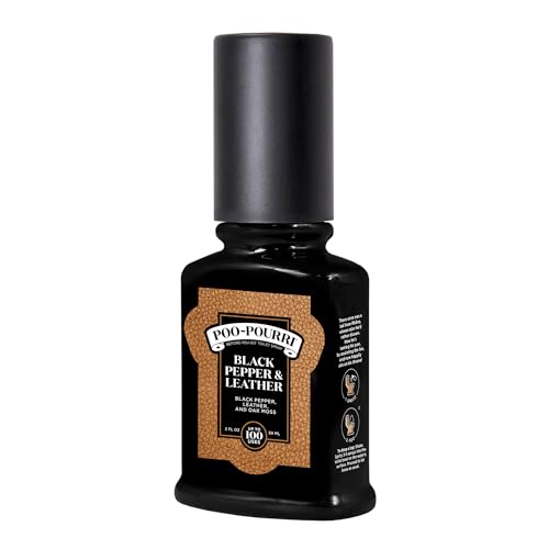 Image of Poo~Pourri Before-You-Go Toilet Spray, Black Pepper Leather, Black Pepper + Leather + Oak Moss scent, 2 Fl Oz