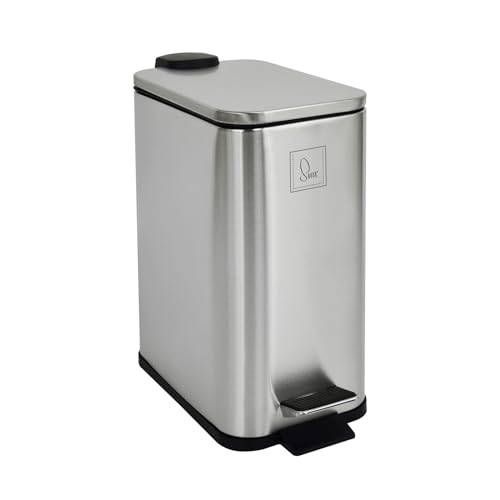 SVITA ST5 Mülleimer Treteimer Tretmülleimer Abfalleimer 5l Bad Küche inklusive Inneneimer Tretmechanismus Softclose-Deckel Tragegriff rechteckig Silber