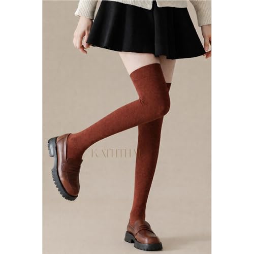 Image of Kaththai Wool Warm Thigh High Socks for Women | Soft & Breathable Knit Thermal Leg Warmers | Versatile Multi-Way Wear, Knee-Length | Winter & Fall Essential