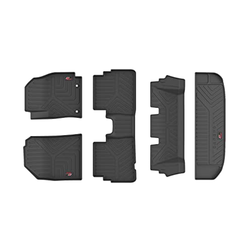 Image of GFX Rubber Car Floor Mat with Trunk mat (After-Market) Premium Life Long Foot Compatible with KIA Carens 2022 Onwards Black
