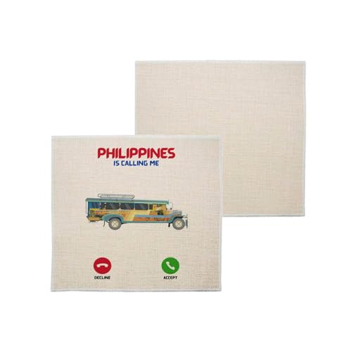 sous Verre en Lin - Philippines is Calling Me Jeepney Travel Culture - 1 unité (100 x 100 mm)