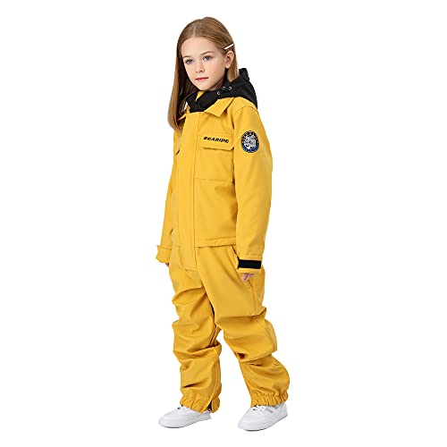 Image of HOTIAN Kids One Piece Snowsuits Girls Ski Suits Overalls Waterproof Insulated Snow Wear Outfits Snowboarding Jackets