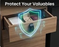 Image of ZEONE ZE-DRL-Y01 Smart Fingerprint Drawer Lock | Keyless Biometric Cabinet Lock with Emergency Power Port | Digital Lock for Drawer, Cupboard, Wardrobe & Office Storage (Black)
