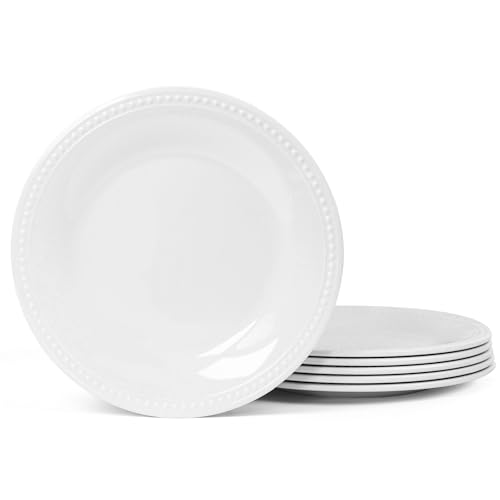 BEESEN Melamine Beaded Appetizer/Salad/Dessert/Side Plates, Basic White Set of 6, 8.5 inch,Platter,Serving Dishes,Kid-Friendly,Chip and Break-Resistant, Durable,for Indoor and Outdoor, Dishwasher Safe BEESEN Melamine Beaded Appetizer/Salad/Dessert/Side Plates, Basic White Set of 6, 8.5 inch,Platter,Serving Dishes,Kid-Friendly,Chip and Break-Resistant, Durable,for Indoor and Outdoor, Dishwasher Safe