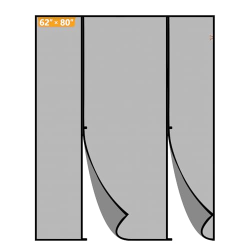 Yotache Magnetic Screen Door Fits 62" x 80" Doors, Black