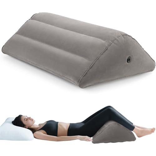 USHMA Inflatable Knee Wedge Pillow for Back Sleeping - Ultimate Under Knee Pillow for Sleeping on Back, Comfortable Inflatable Leg Wedge Pillow, Blow up Triangle Pillow for Legs Bolster