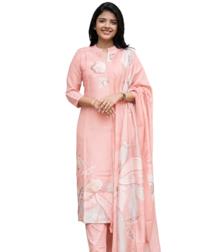 Image of Sun Fashion And Lifestyle Kurta Sets for Woman | Kurti Set |Women's 3 Piece Kurta Pant Dupatta Set |Cotton Blend Kurta Woman |Elegant Suit for Women |Dupatta