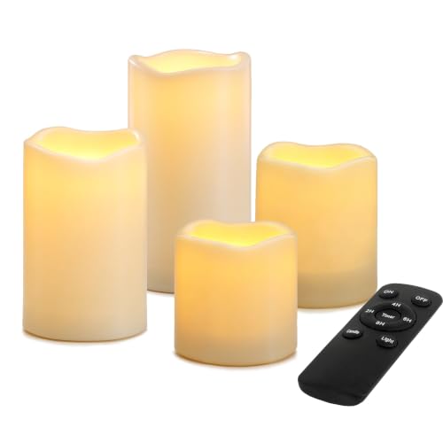 Image of Outdoor Battery Operated Flameless LED Candles Remote Timer 3x3,4,5,6 inch 4PCS