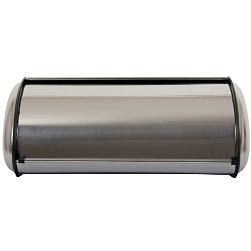 Domotti Brotbehälter aus Edelstahl 36 x 23 x 15 cm Brotkasten Brotbox Brotaufbewahrung Rollbrotkasten Klappkasten Brotkorb Rolldeckel