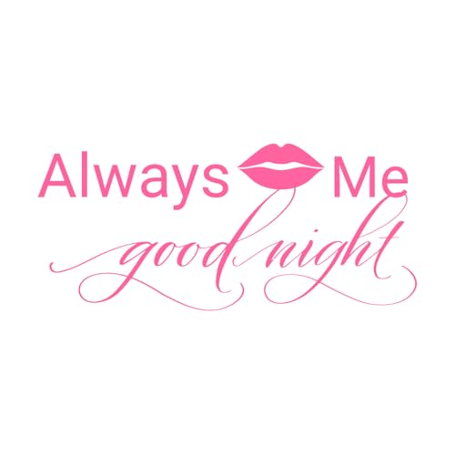 Embrasse-moi bonne nuit Lèvres Phrase romantique Mots Stickers muraux en PVC 50.4x114.3cm Multicolore Rose