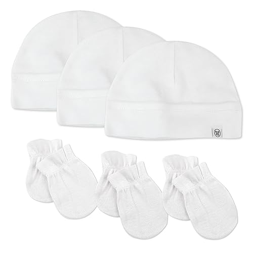 Image of HonestBaby Baby 100% Organic Cotton Multipack Cap Hats and No Scratch Mitts