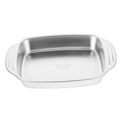 HOLIDYOYO Stainless Steel Roasting Tray Portable Metal Serving Pan for Fish Shrimp Vegetables Durable Easy to Clean for Home Restaurant Hotel Use Rectangular Design