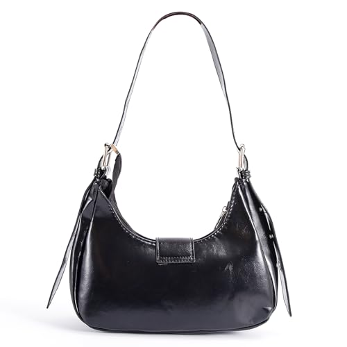 Y2k Purse for Women Goth Purse Studded PU Leather Clutch Buckle Punk Style Hobo Y2k Shoulder Bag4