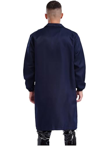 Image of Mens Lab Coats Unisex Workwear Uniform Work Resistant V Neck Long Sleeve Science Lab Coat Jacket