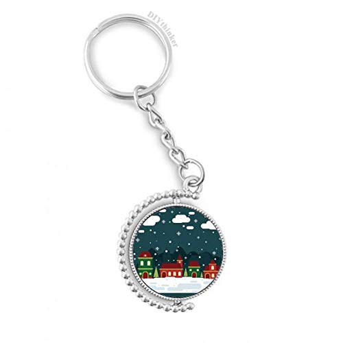 Maison nuage rotatif porte-clé arbre de neige 1,2 x 3,5 pouces pour trousseau sécurisé