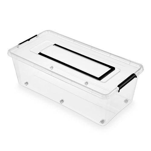 ORPLAST SimpleStore Boite Rangement Wheel avec maintien des rouleaux ca. 55 l - Boite De Rangement Plastique 76 x 39 x 25 cm - Caisse Rangement - Boîte De Rangement Cuisine, École, Bureau, Atelier