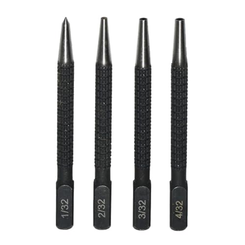 4Pcs Centre Punch Set Nail Punch Set Portable Positioning Punch Set for Drilling and Marking 1/32