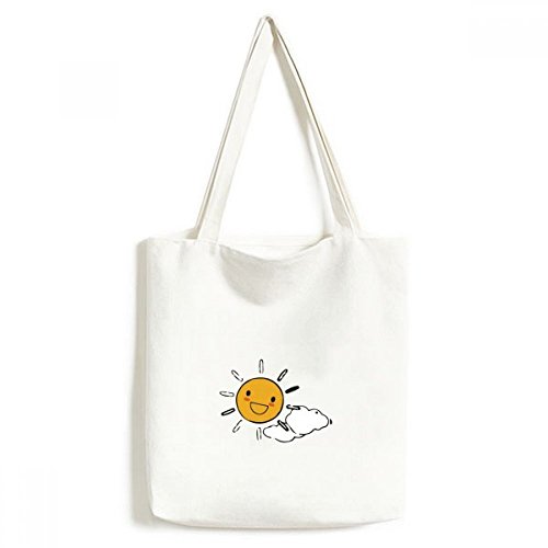 Sac en toile motif météo soleil nuage cabas lavable 33x40cm multicolor