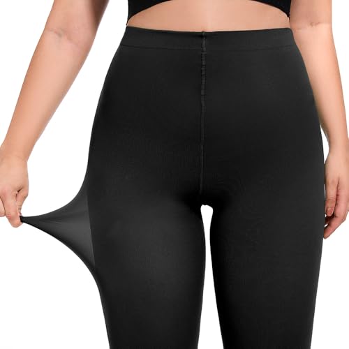 Citystl 2 PAIRS PLUS SIZE TIGHTS For Women, 80D Opaque Black Tights thumb #2