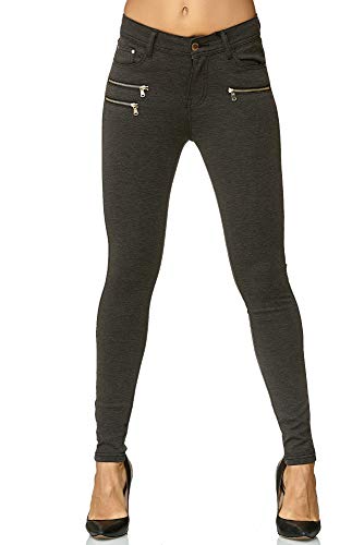 Elara Damen Stretch Hose Skinny Fit Jegging Chunkyrayan H86-6 Dk.Grey 40...