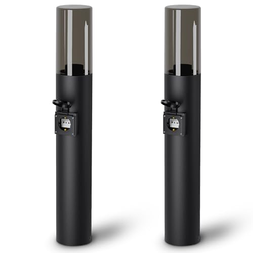 SSC-LUXon VARDA Außen Wegeleuchte mit Steckdose E27 Standleuchte schwarz Höhe 50cm - Außenleuchte Stehlampe mit Strom Anschluss 230V