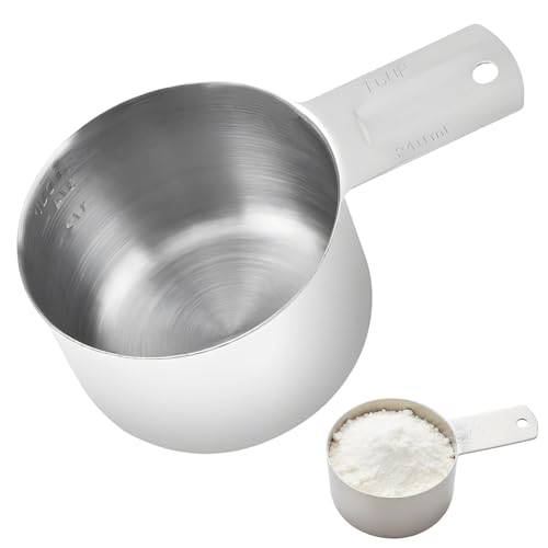 Measuring Cup, Baking Measuring Cups, 1 Cup (240ml/8oz) Stainless Steel Food Scoop for Pet, Rice, Precise Kitchen Gadgets for Cooking Baking for Cooking and Cocktail, Espresso 12.7 Cm X 5.5cm