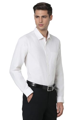 Image of Peter England Men's Classic Solid Full Sleeve Slim Fit Shirt | Wonder Fabric | Cotton Rich | Pin Point Oxford