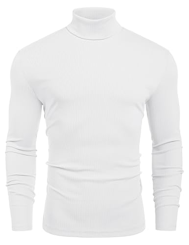 COOFANDY Men Thermal Cable Mock Neck Basic Thermal...