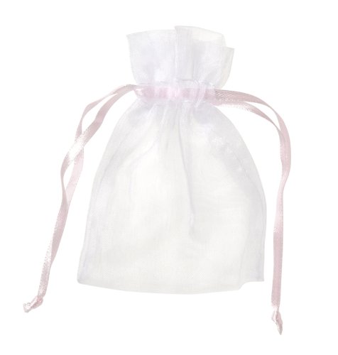 Darice 3-Inch by 4-Inch White and Pink Organza Bag, 12-Piece