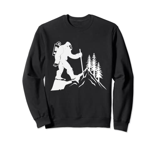 Divertido Bigfoot Hiker Senderismo Tee, Hombres Mujeres Montaña Naturaleza Sudadera
